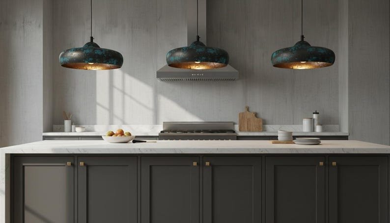 brssa9 (8) Verdigris Patina Pendant Light