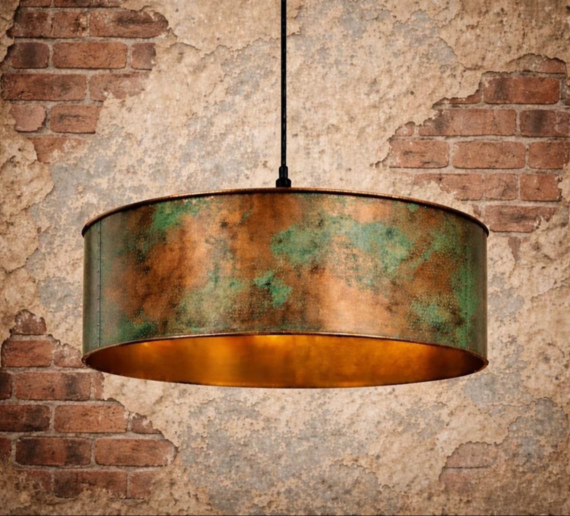 Verdigris Drum Pendant Light