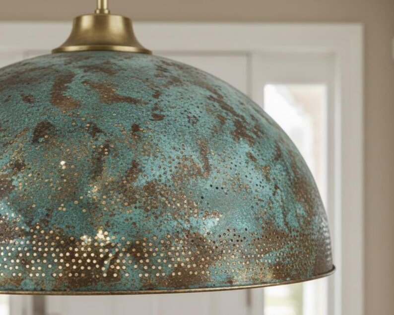 Verdigris Brass Dome Pendant Light