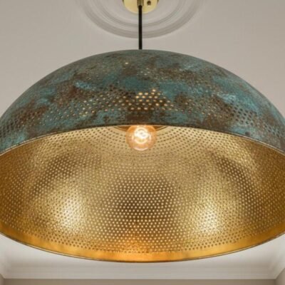 Verdigris Brass Dome Pendant Light
