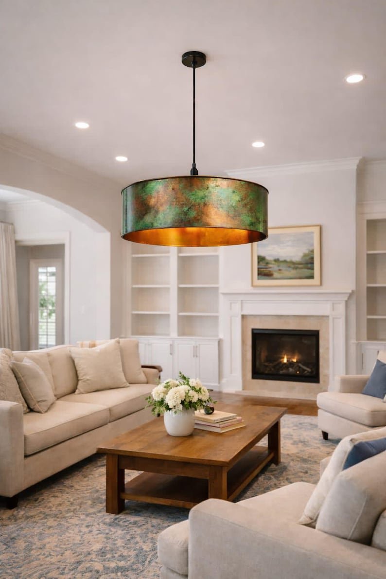 Verdigris Drum Pendant Light