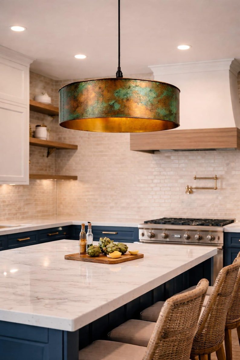 Verdigris Drum Pendant Light